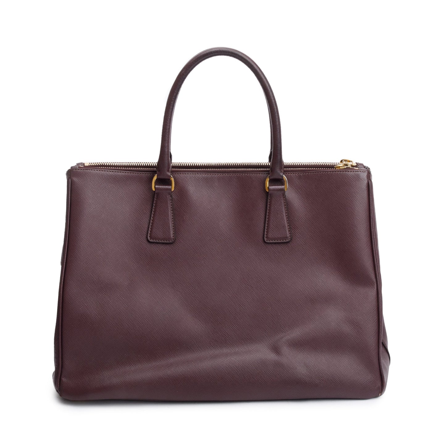 Prada Burgundy Saffiano Lux Double Zip Galleria Tote Large Tote Bag