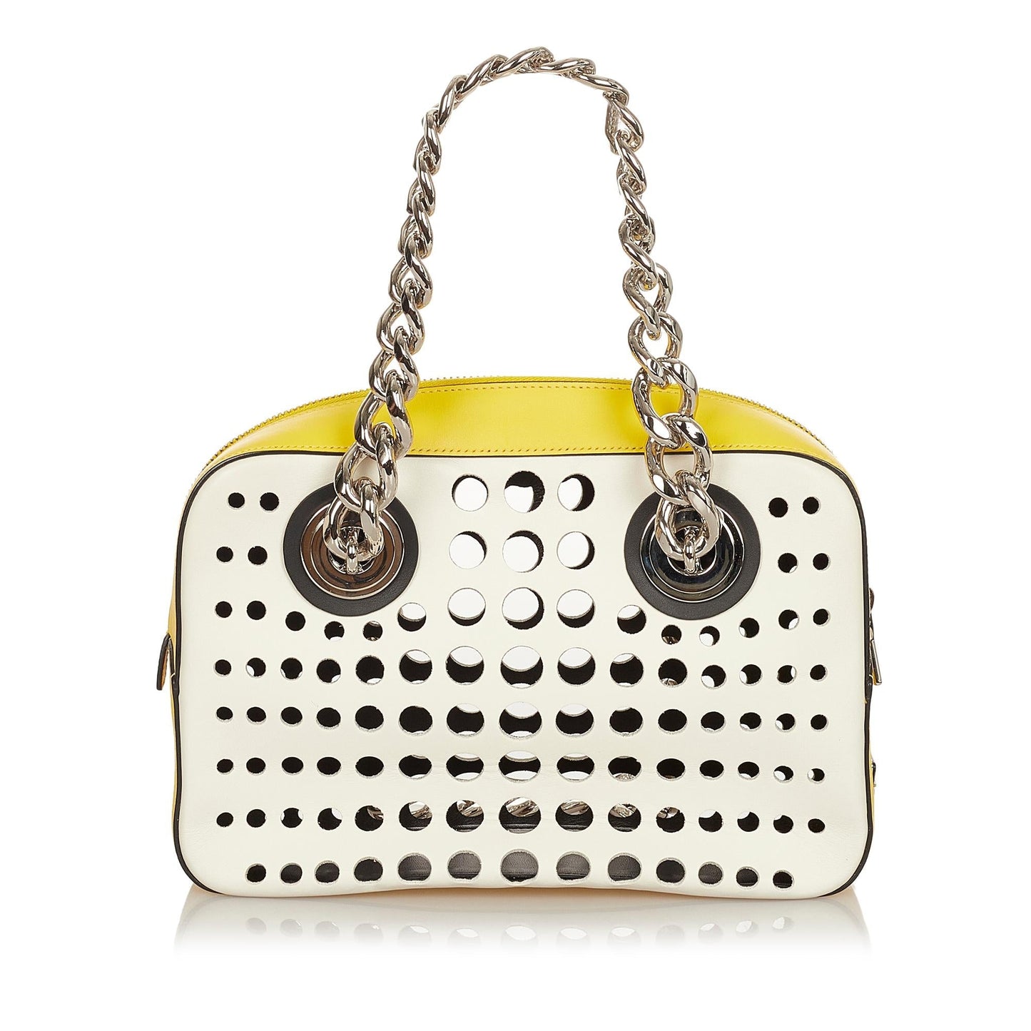 Prada City Fori Perforated Handbag Shg Leather Satchel Bag