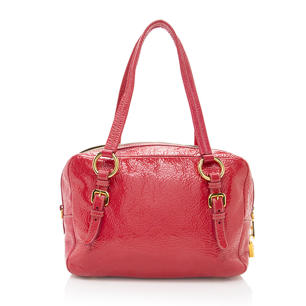 Prada Crinkled Satchel Final Sale Shf Leather Patent Satchel Bag