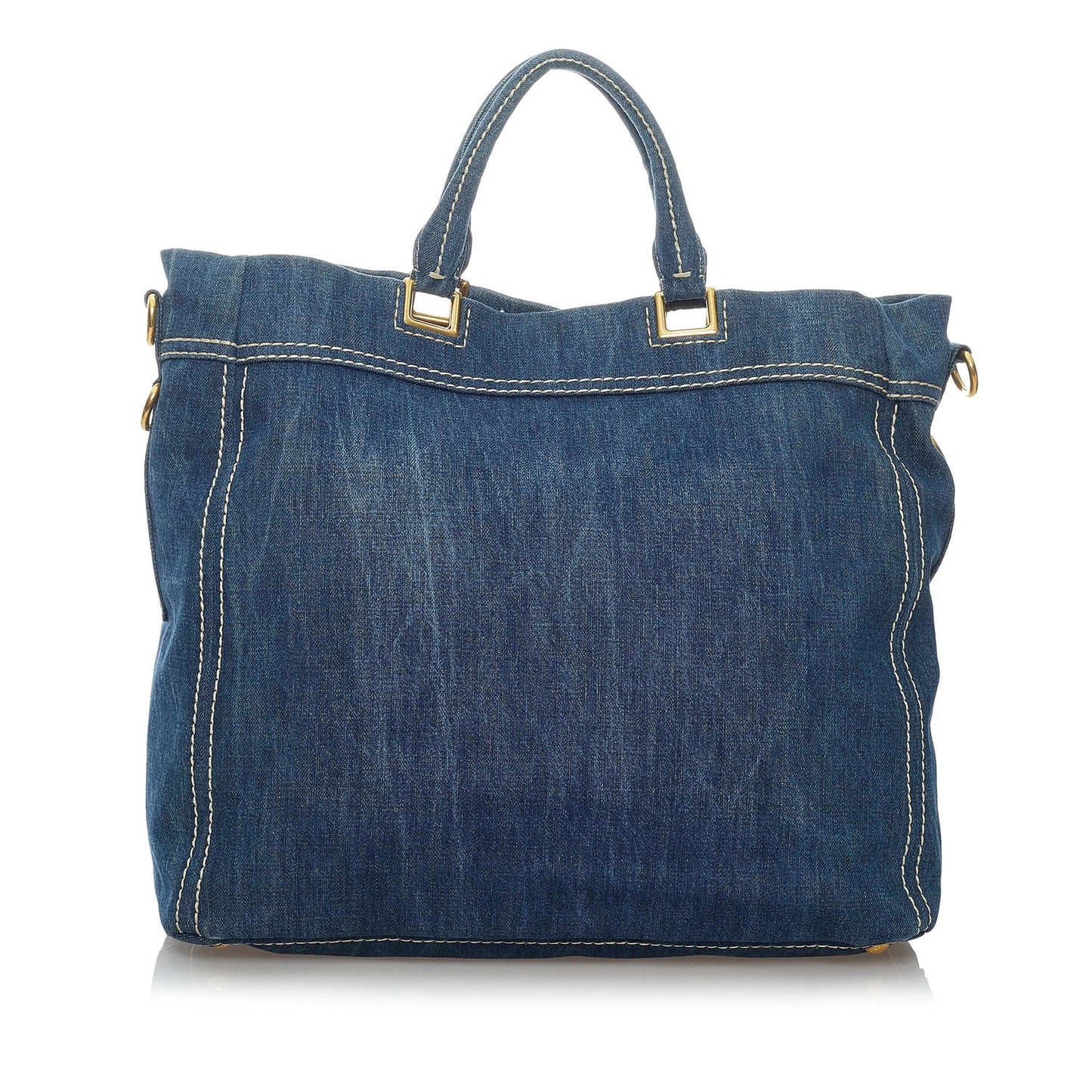 Prada Shopping Satchel Shg Denim Logo Satchel Bag