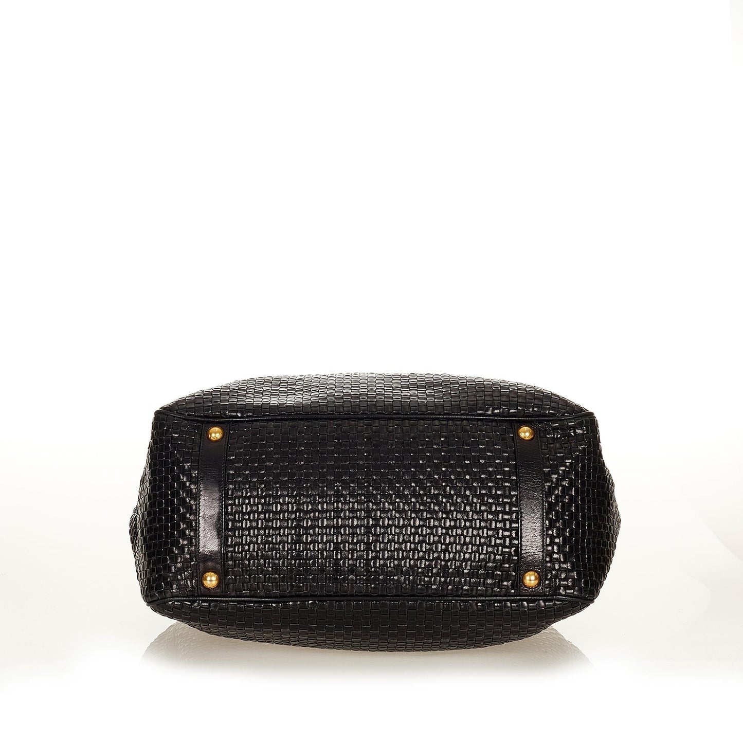 Prada Frame Tote Bag Shg Leather Woven