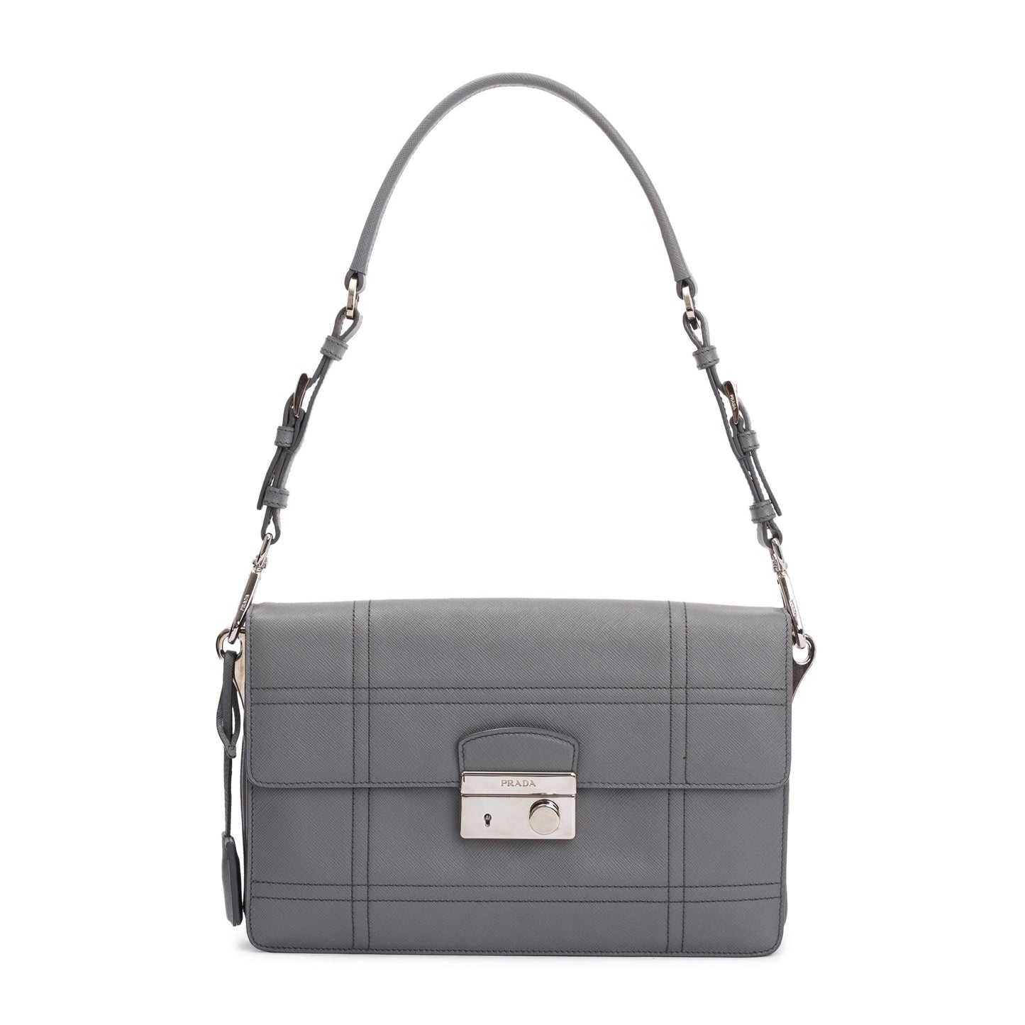 Prada Gray Saffiano Soft Shoulder Bag Leather
