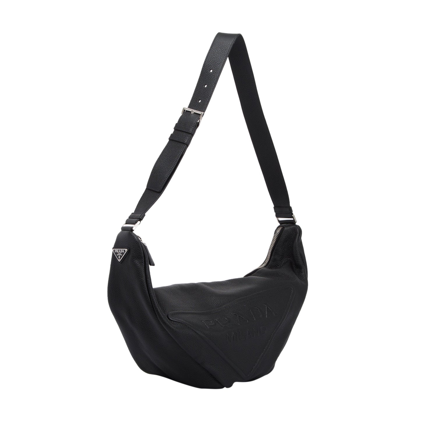 Prada Vitello Daino Triangle Bag Leather Large Travel Bag