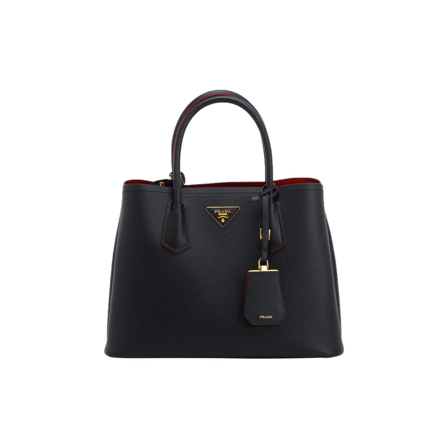Prada Saffiano Cuir Double Tote Handbag Medium Tote Bag