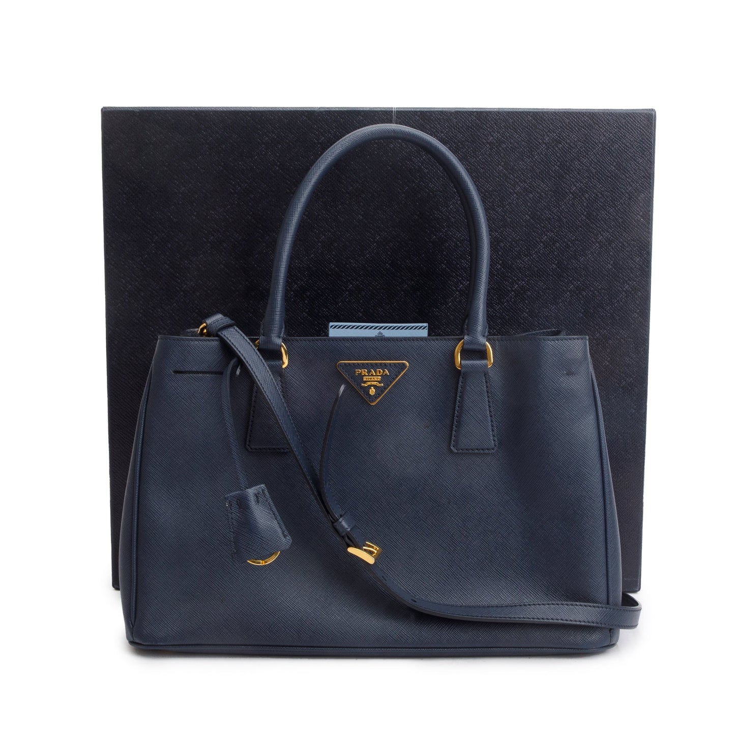Prada Navy Saffiano Lux Galleria Tote Handbag Medium Tote Bag