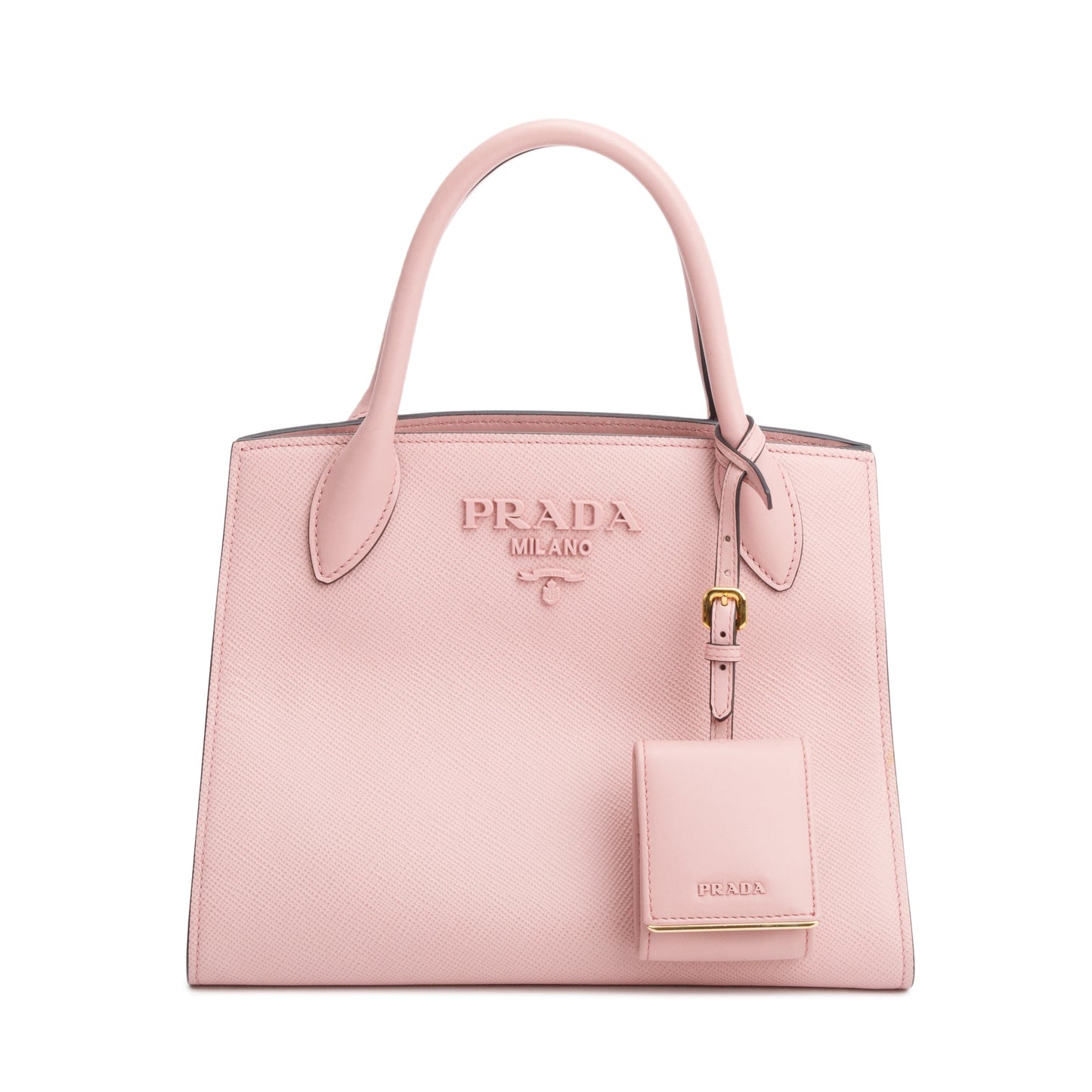 Prada Saffiano Lux Monochrome Top Handle Tote Handbag Pink Small Tote Bag