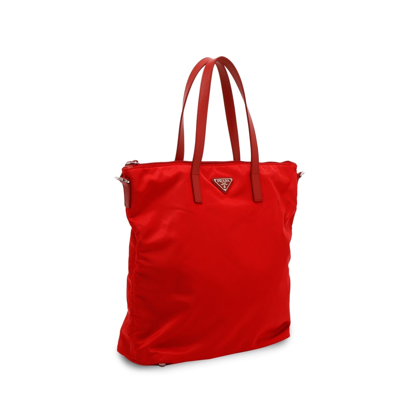 Prada Saffiano Trimmed Vela Tote Handbag Red Tote Bag