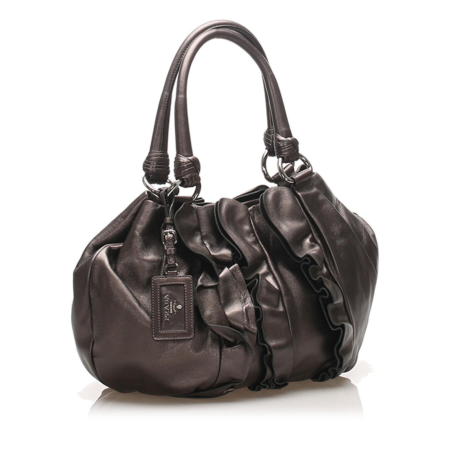 Prada Ruffled Tote Bag Leather