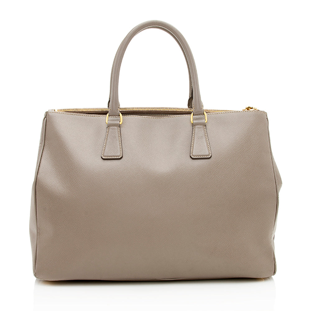 Prada Lux Double Tote Shf Leather Saffiano Medium Tote Bag