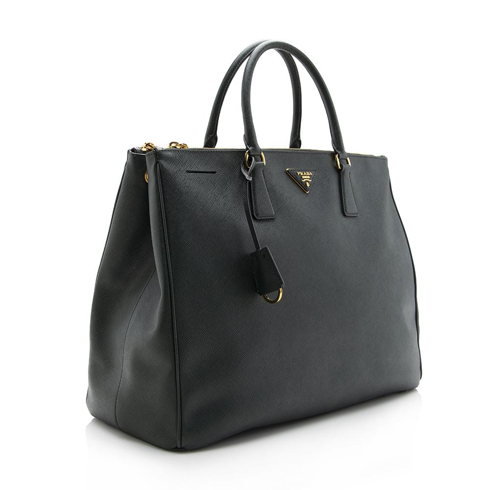 Prada Lux Double Tote Saffiano Large Zip Tote Bag