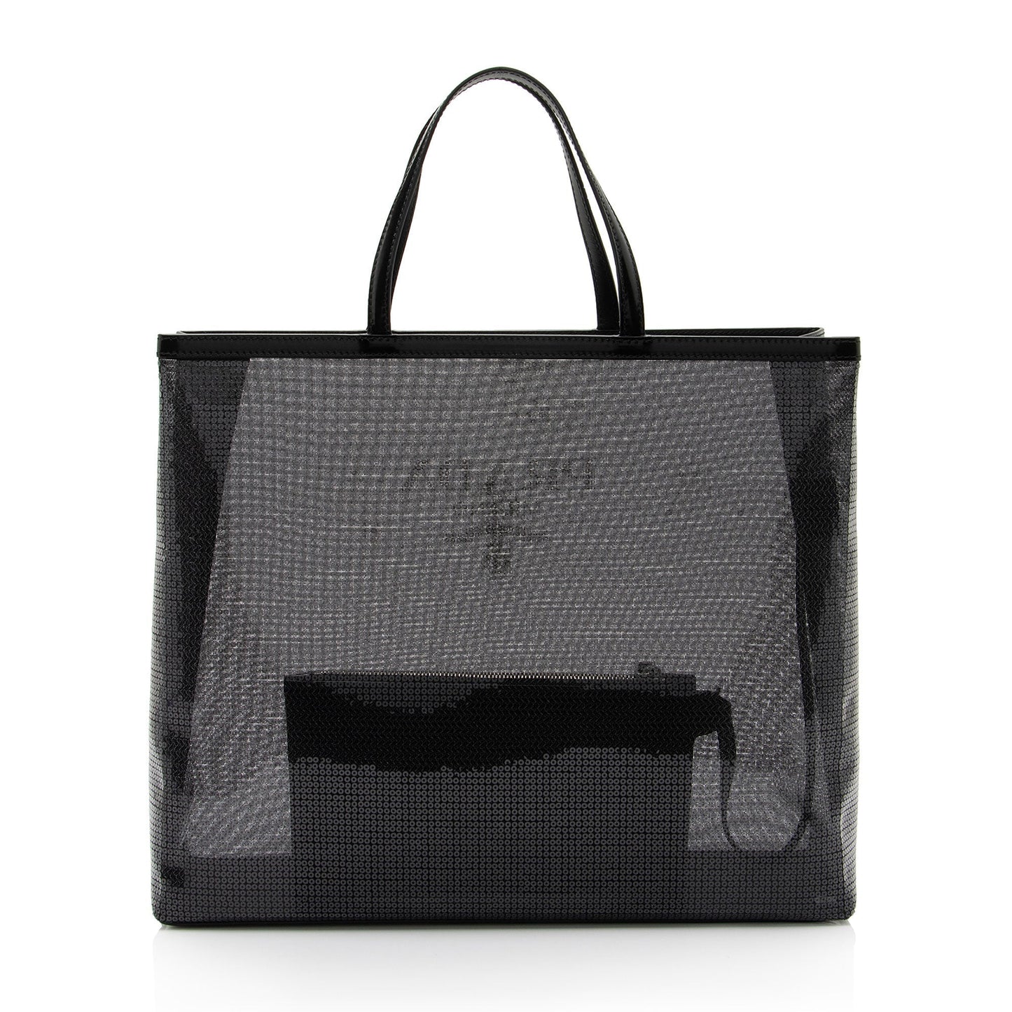 Prada Sequin Mesh Tote Large Logo Tote Bag