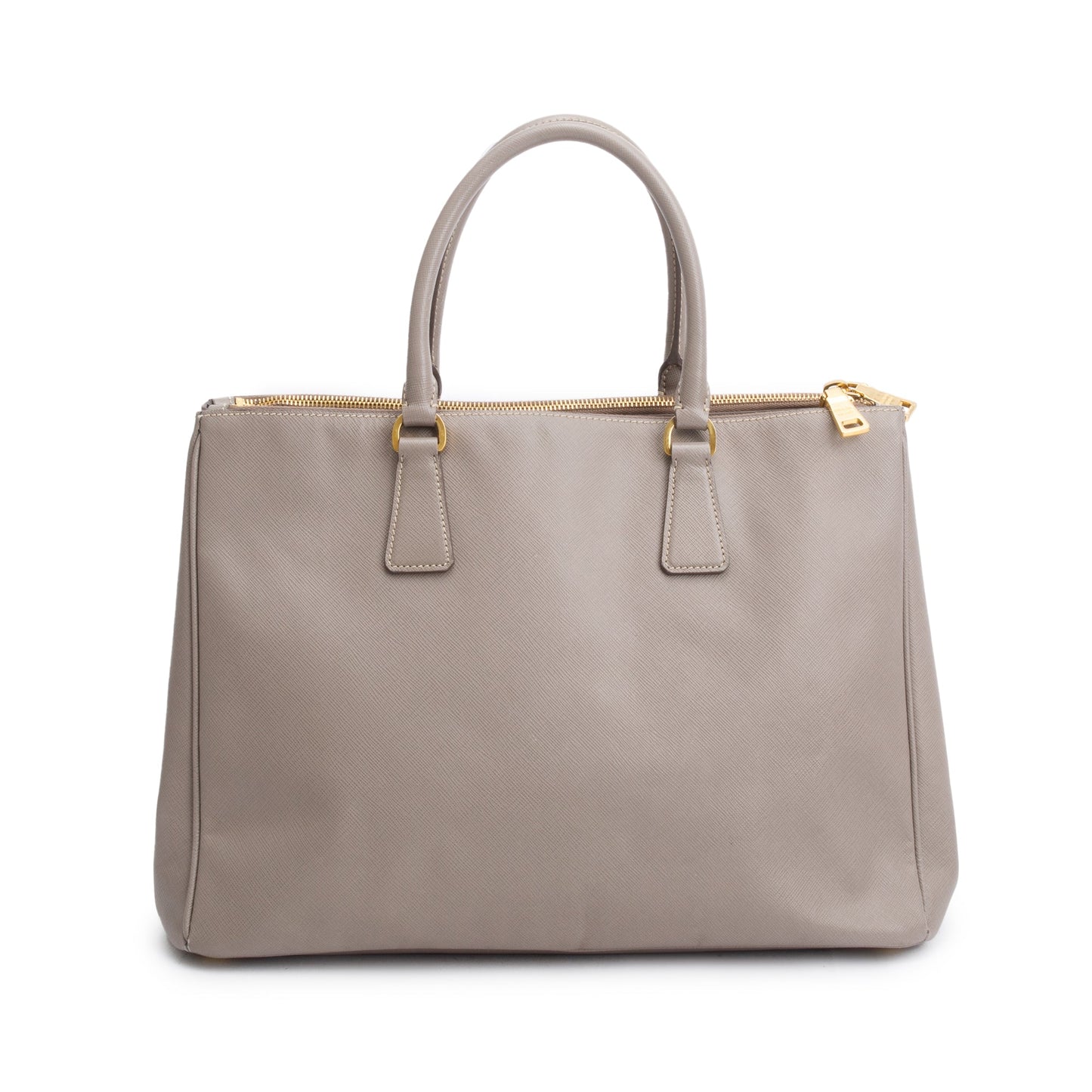 Prada Taupe Lux Double Galleria Tote Saffiano Large Zip Tote Bag