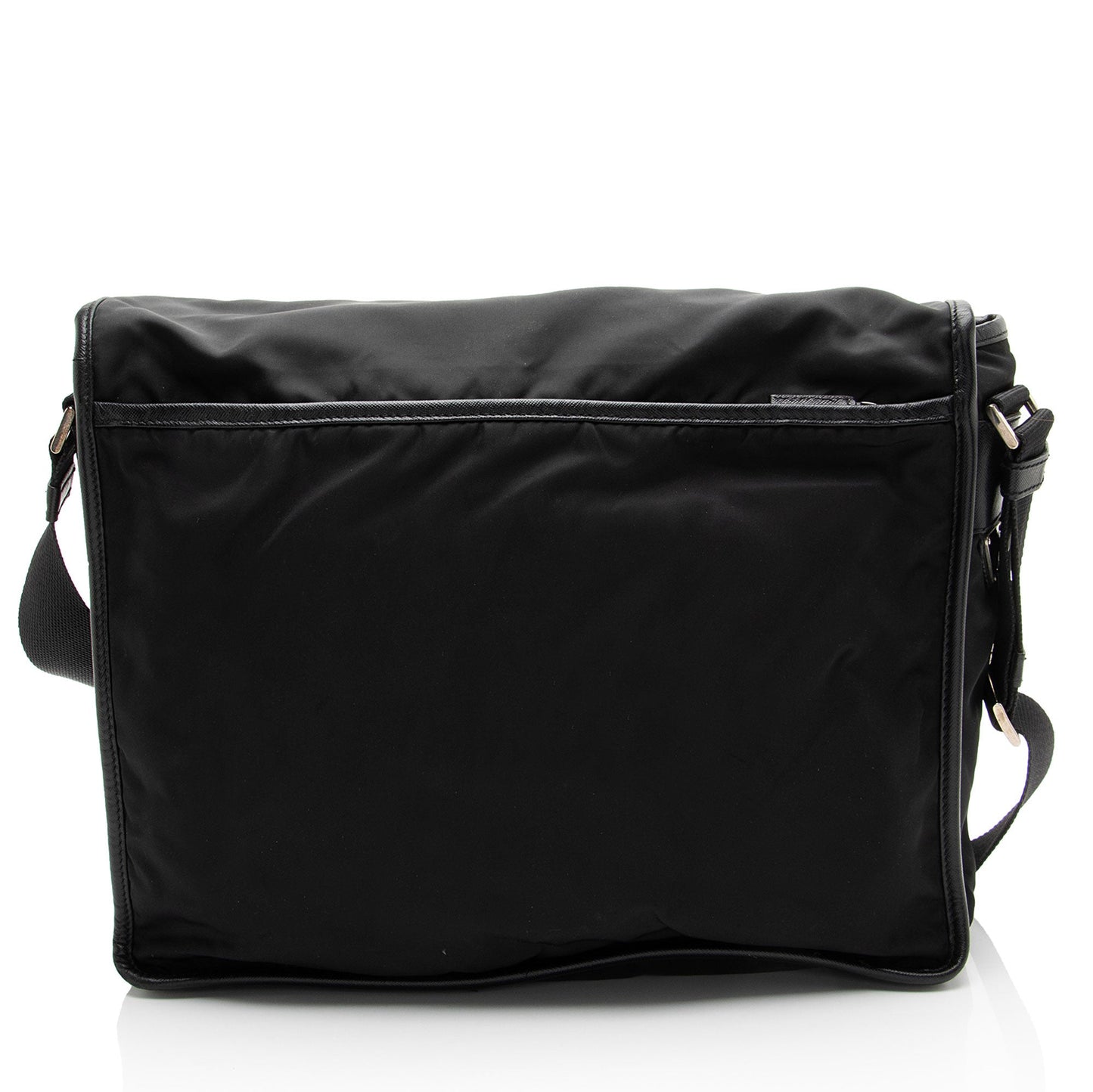 Prada Tessuto Double Buckle Messenger Leather Saffiano Shoulder Bag