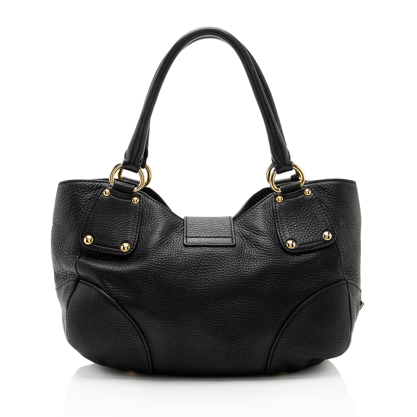Prada Daino Pushlock Tote Shf Hbazvi Leather Vitello Tote Bag