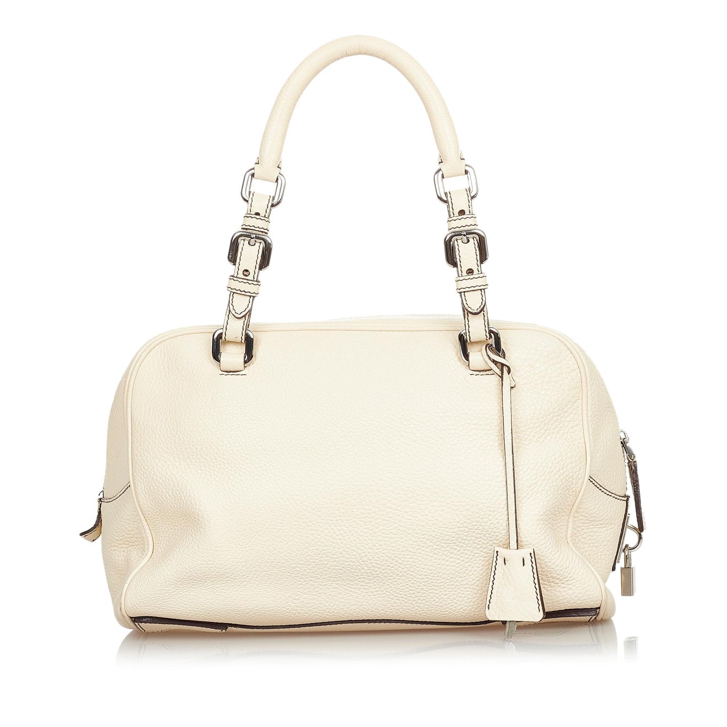 Chanel Prada Daino Handbag Shg Vitello Logo Satchel Bag