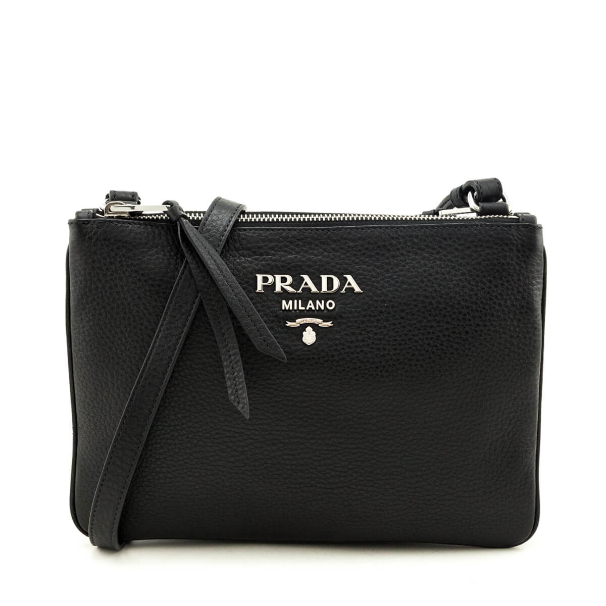 Prada Handbag Phenix Double Crossbody Bag Vitello Black Zip