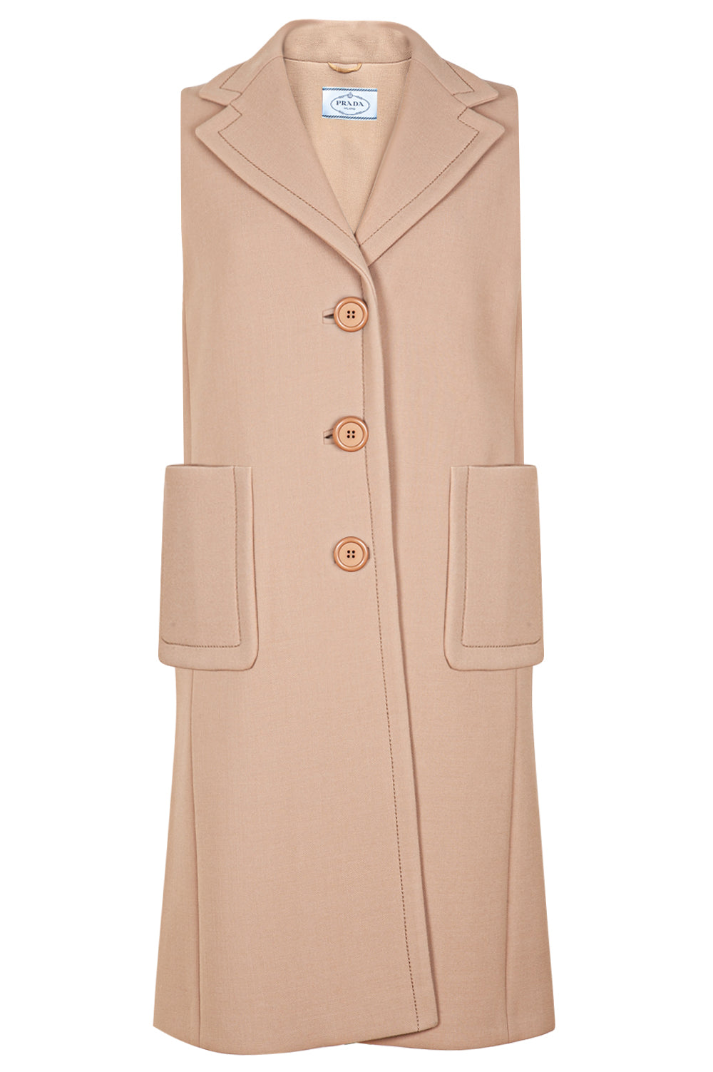 Prada Sleeveless Coat Beige Handbag