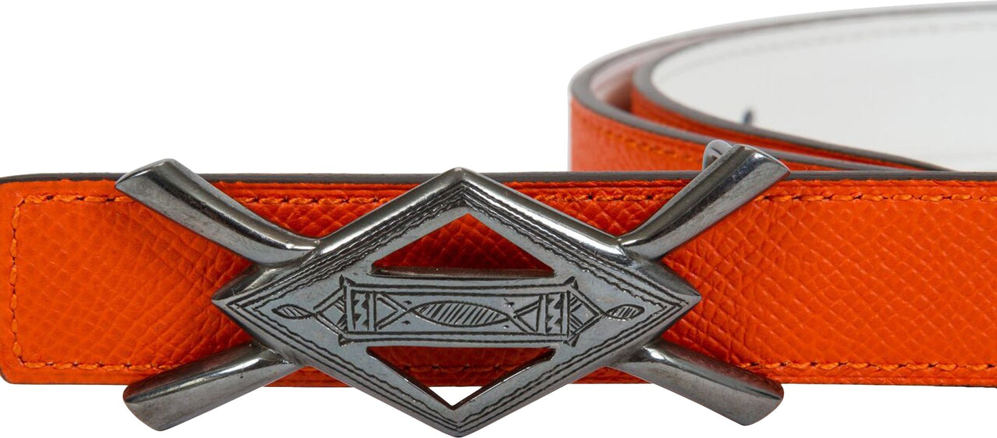 Hermes Rare Tuareg Belt Handbag Silver Orange