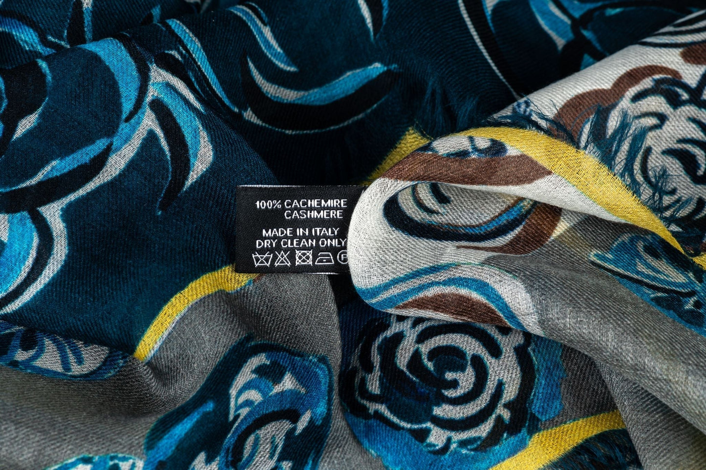Chanel New Navy Camellia Cashmere Shawl Handbag