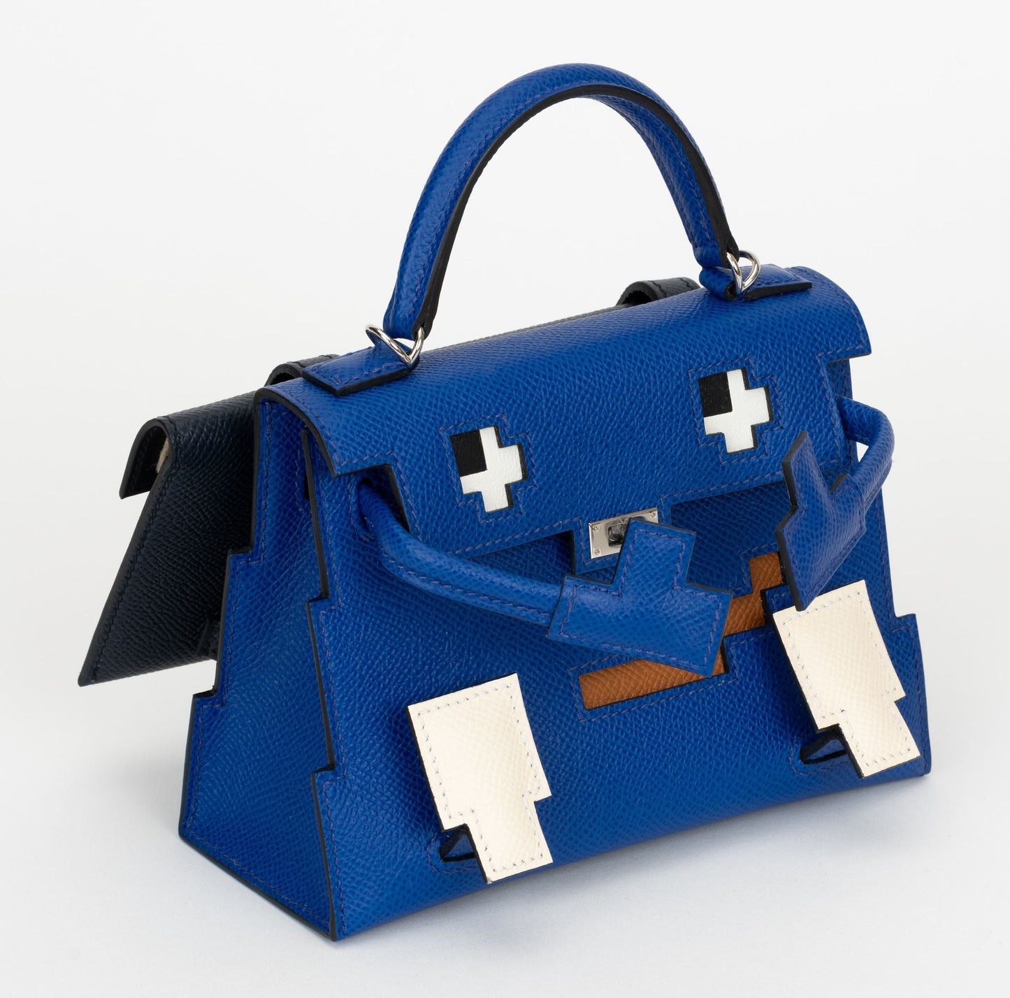 Hermes New Kelly Idole Picto Handbag Blue Mini Travel Bag