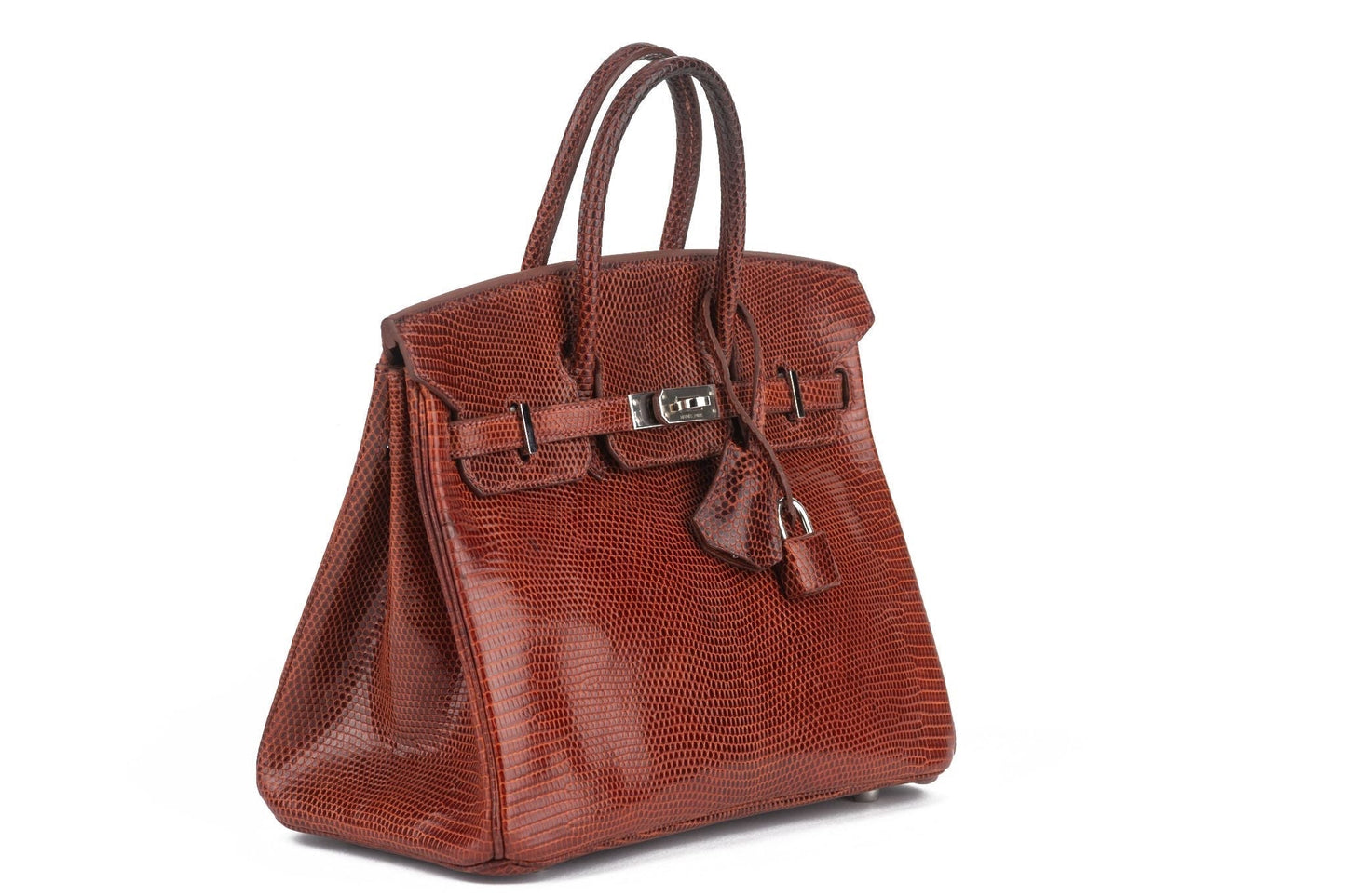 Hermes Birkin Brique Lizard Palladium Handbag Travel Bag