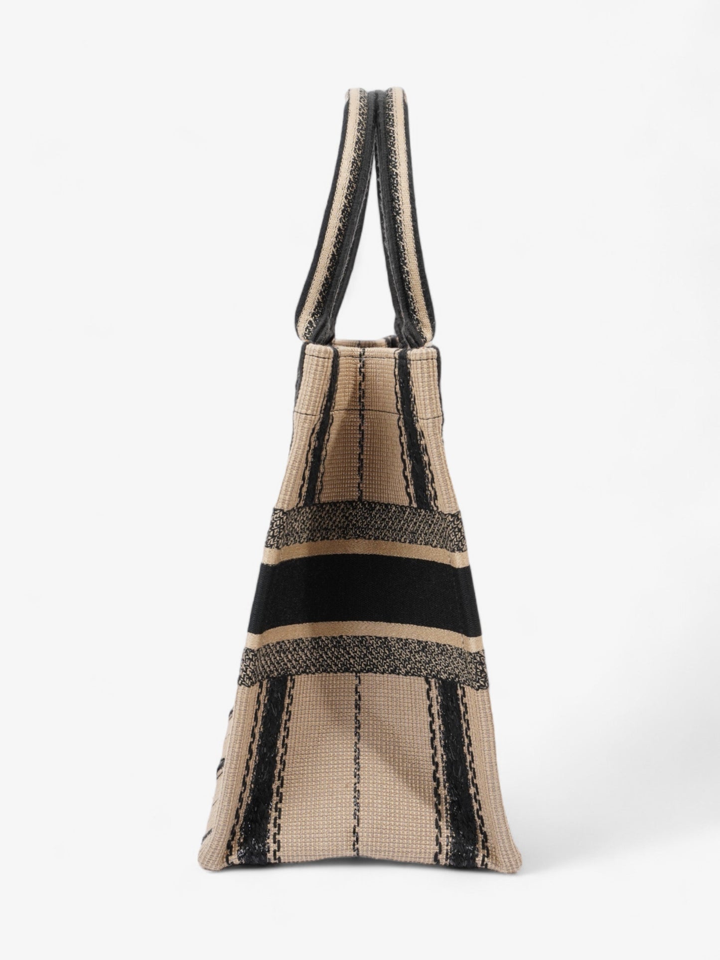 Dior Christian Book Tote Canvas Black Beige Tote Bag