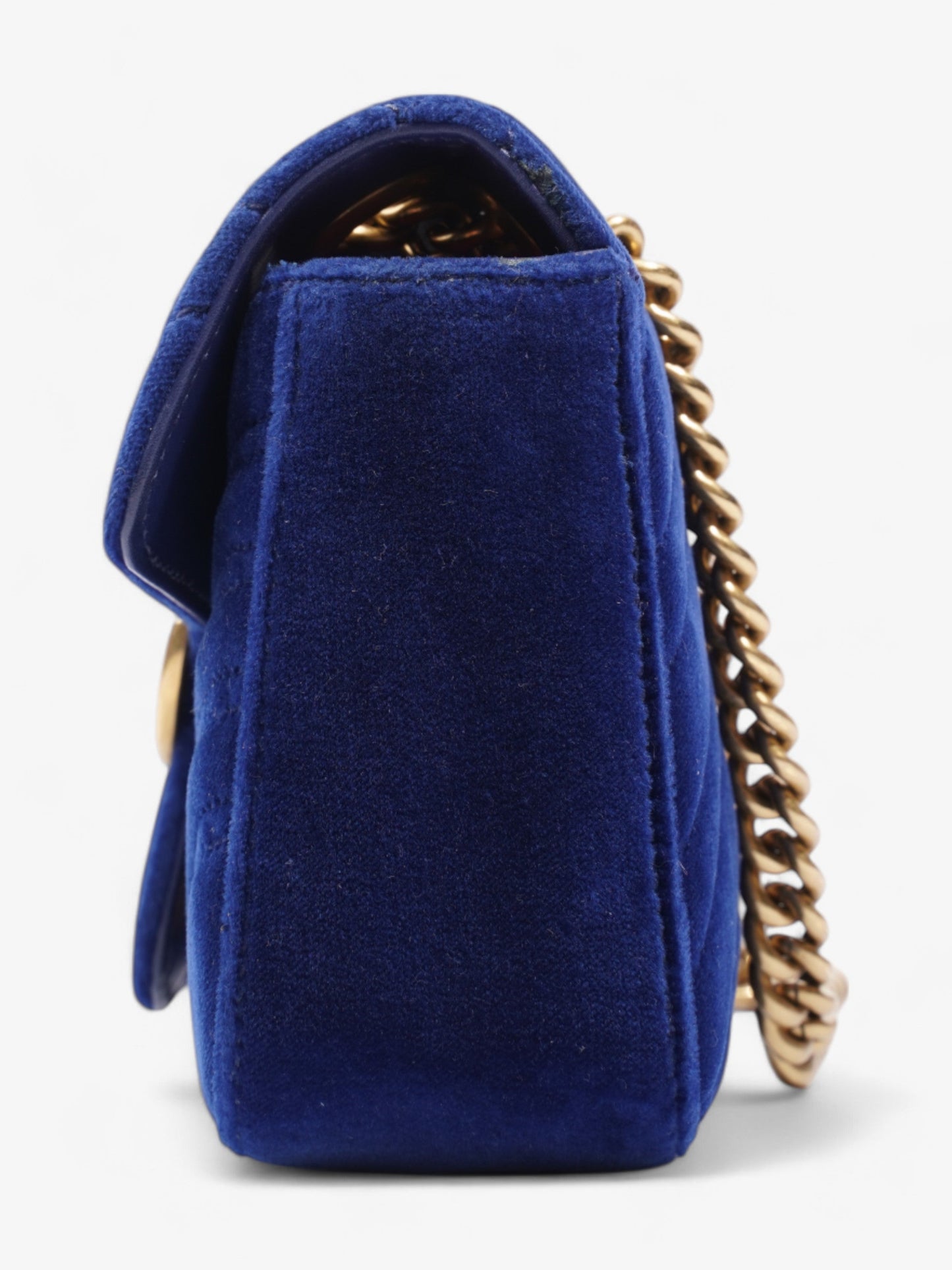 Gucci Marmont Velvet Shoulder Bag Blue Mini