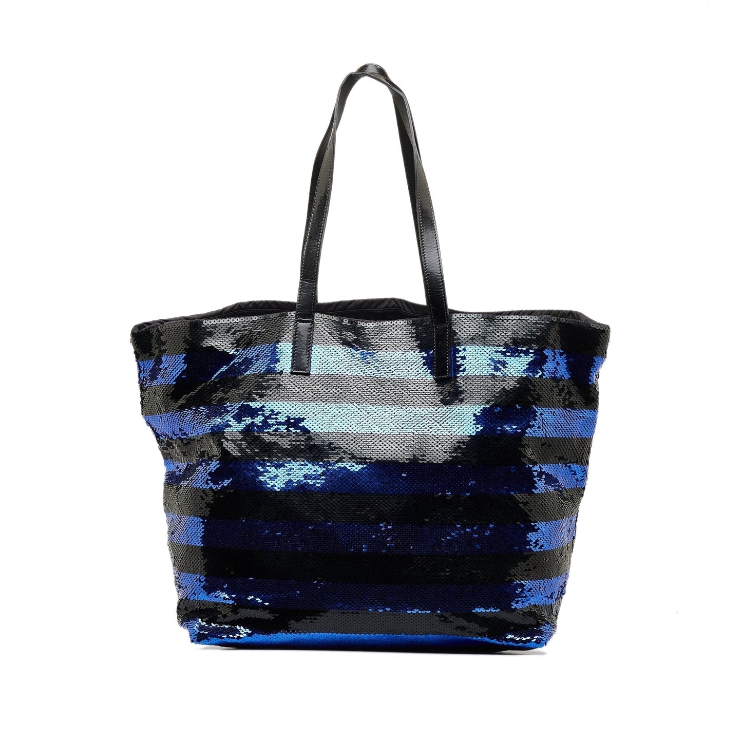 Prada Sequined Tote Satin Blue Tote Bag