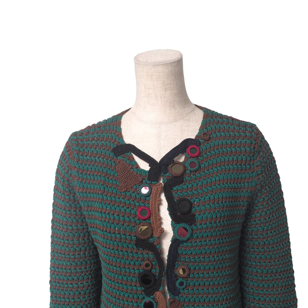 Cardigan Knit Women Handbag Brown Green Travel Bag
