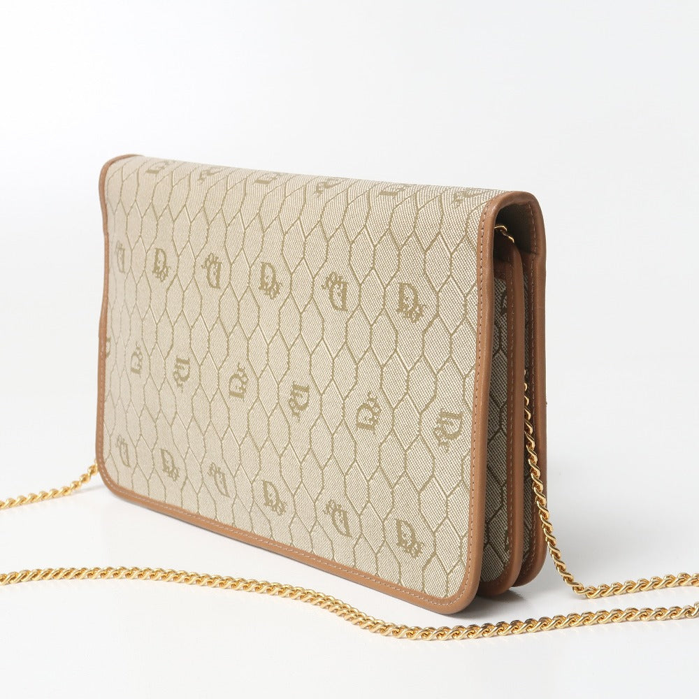Dior Christian Shoulder Bag Pvc Chain Leather Brown
