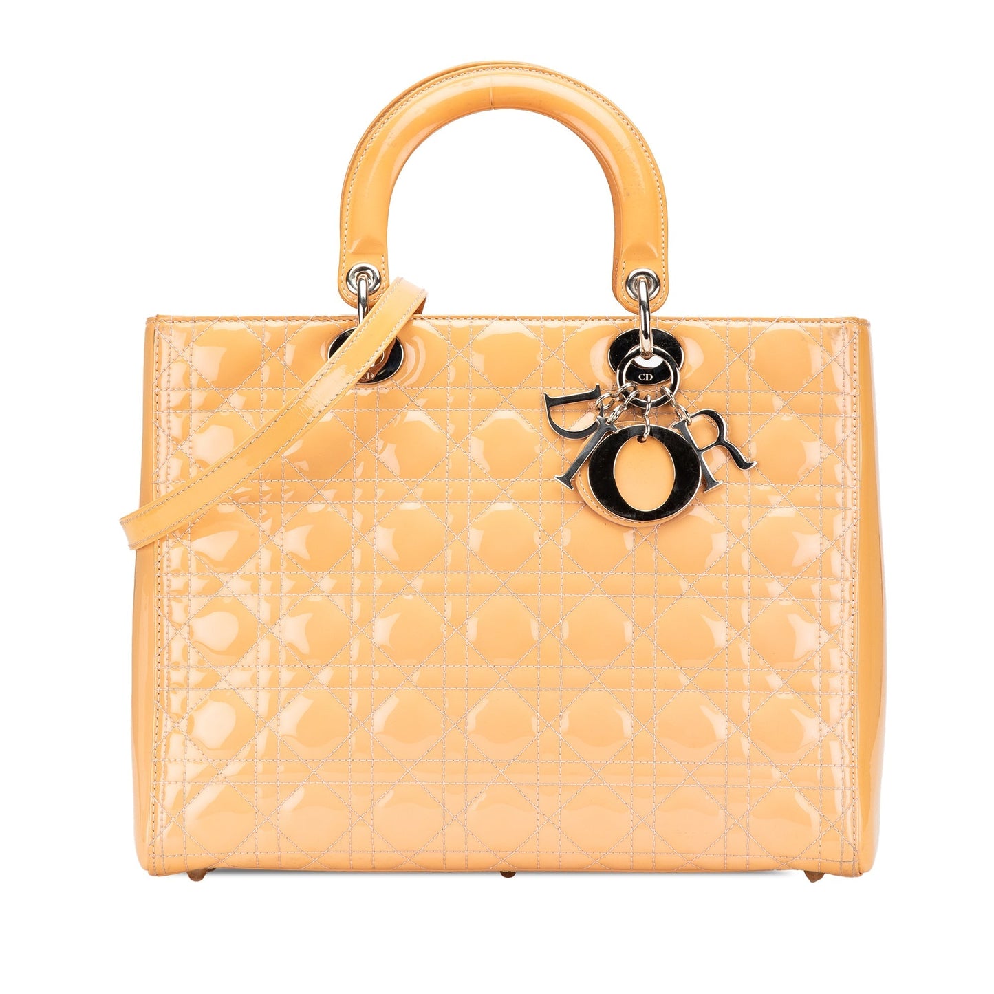 Dior Handbag Cannage Lady Satchel Patent Brown Large Satchel Bag