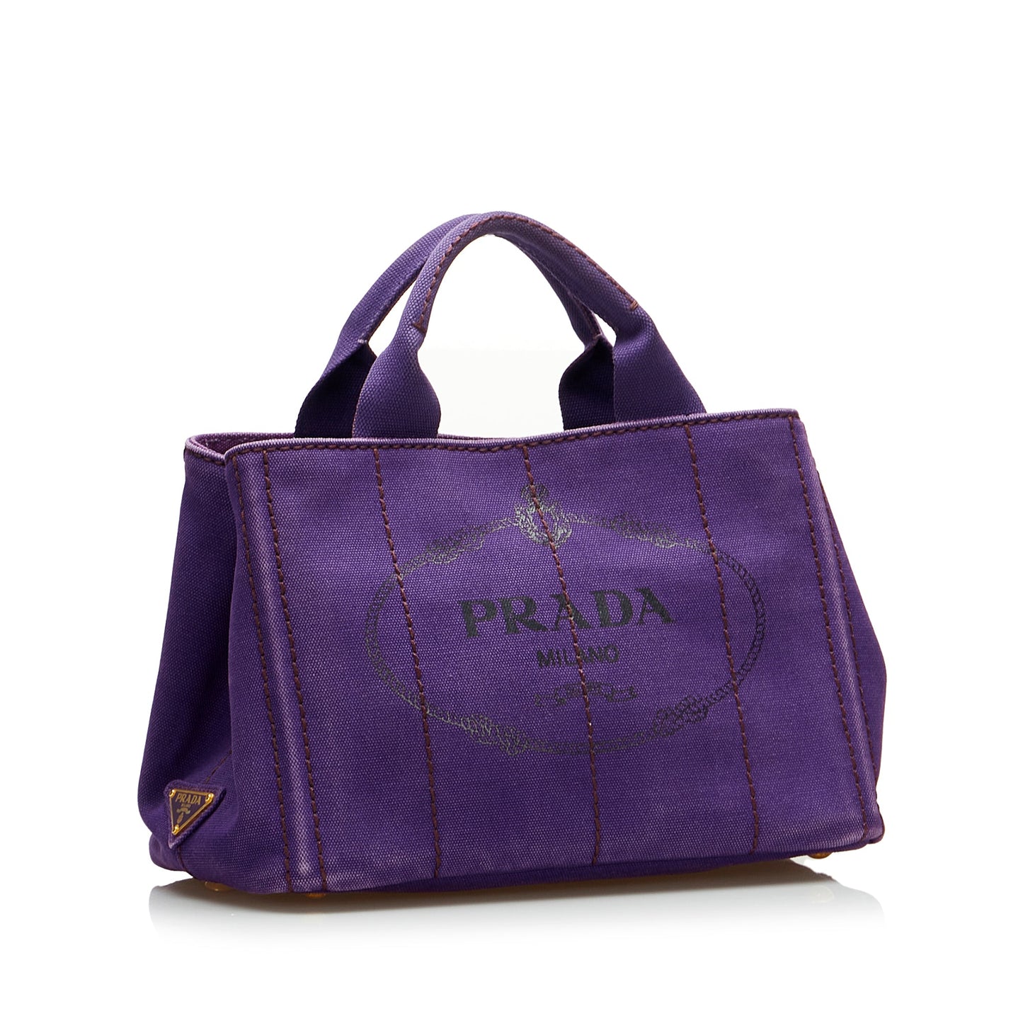 Prada Canapa Handbag Canvas Purple Small Travel Bag