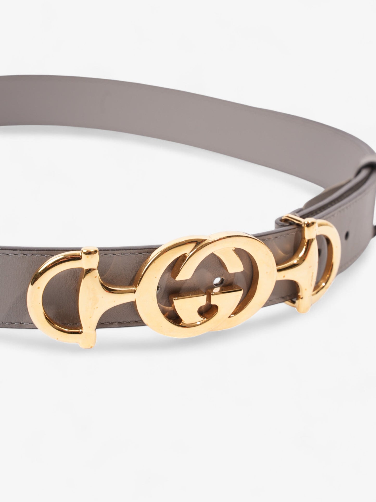 Gucci Horsebit Belt Grey Handbag Leather Gold Accessory