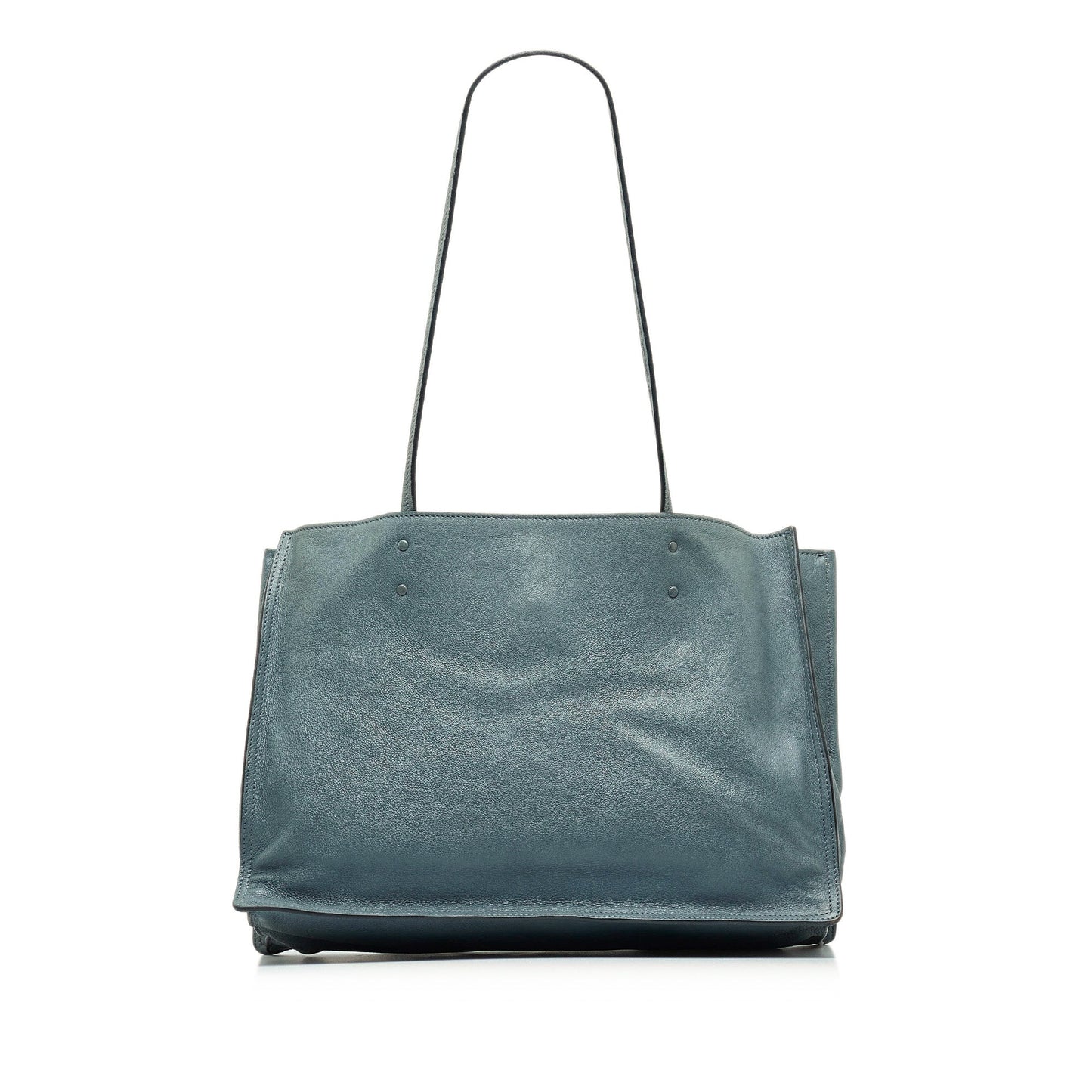Prada Glace Calf Etiquette Tote Blue Tote Bag