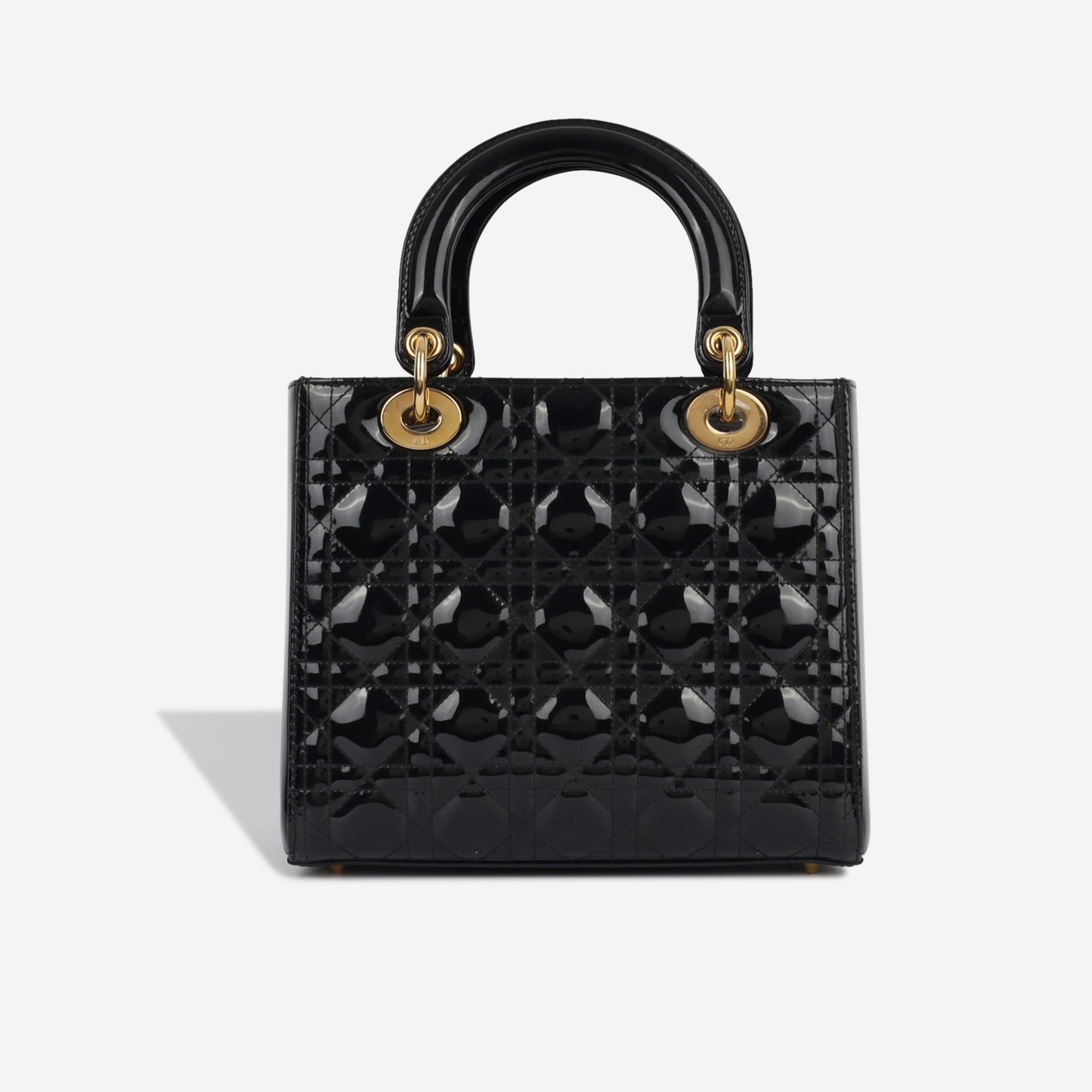 Dior Christian Lady Tote Bag Medium Patent Leather Ghw