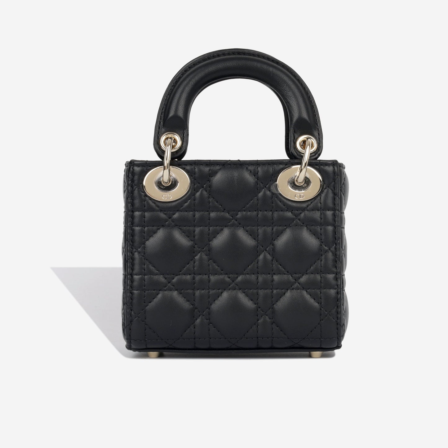 Dior Christian Lady Tote Bag Micro Black Lambskin Cghw