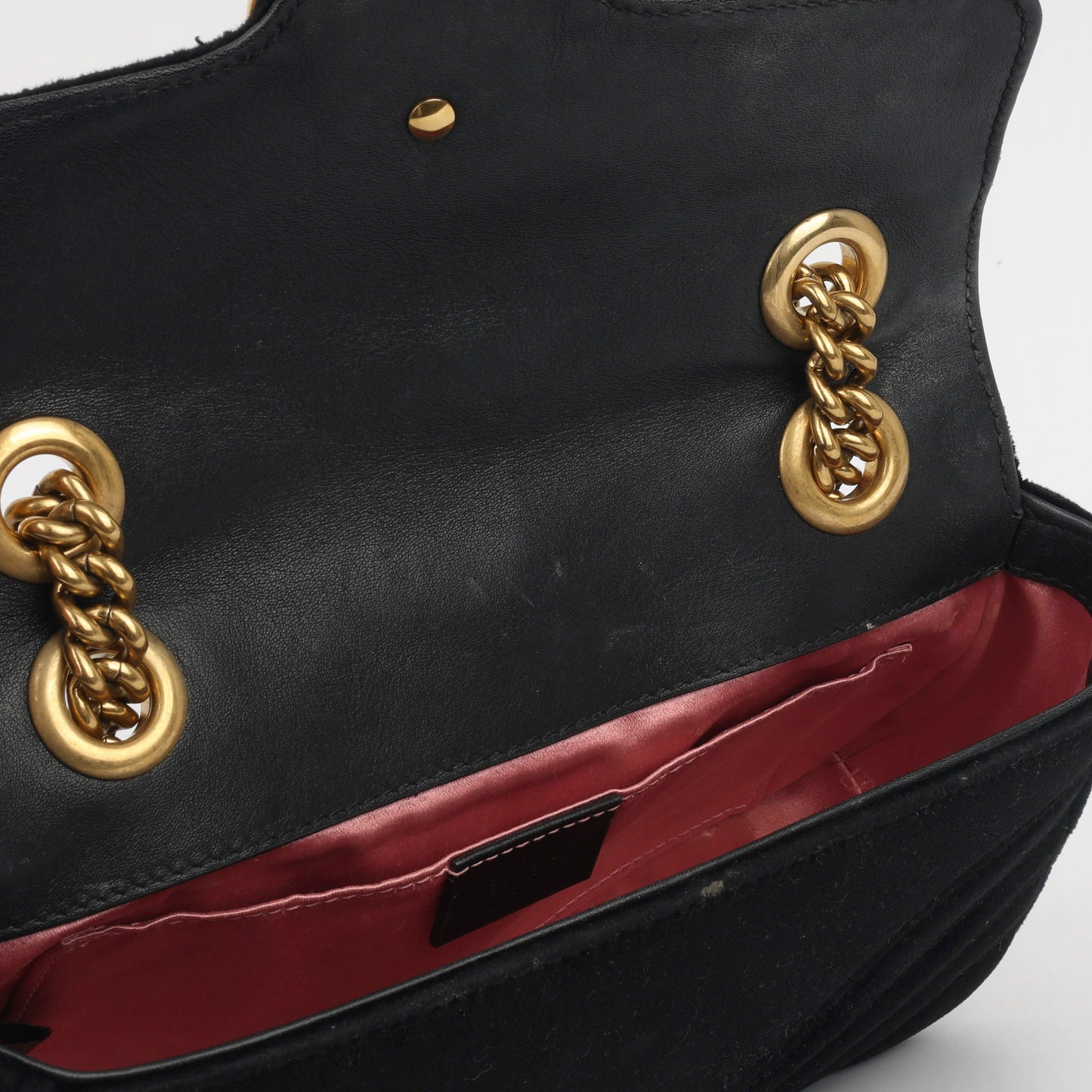 Gucci Marmont Velvet Shoulder Bag Black Mini Ghw Very