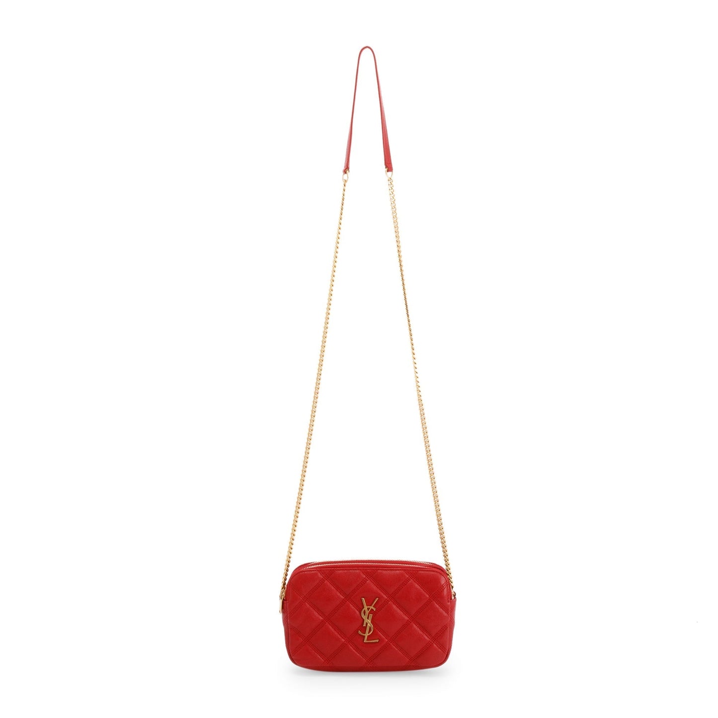 YSL Saint Laurent Becky Double Zip Bag Quilted Red Travel Bag