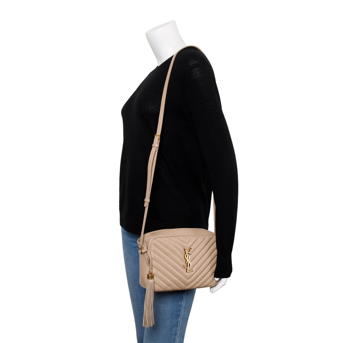 YSL Saint Laurent Neutral Lou Camera Bag Leather Quilted Crossbody Bag