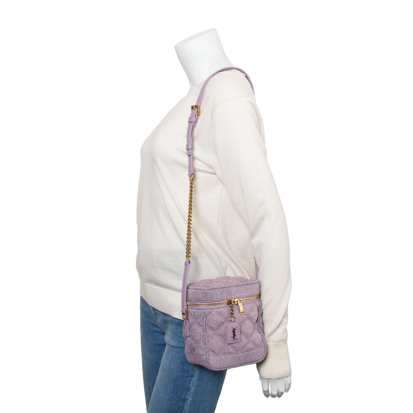 YSL Saint Laurent Purple Vanity Crossbody Bag Denim