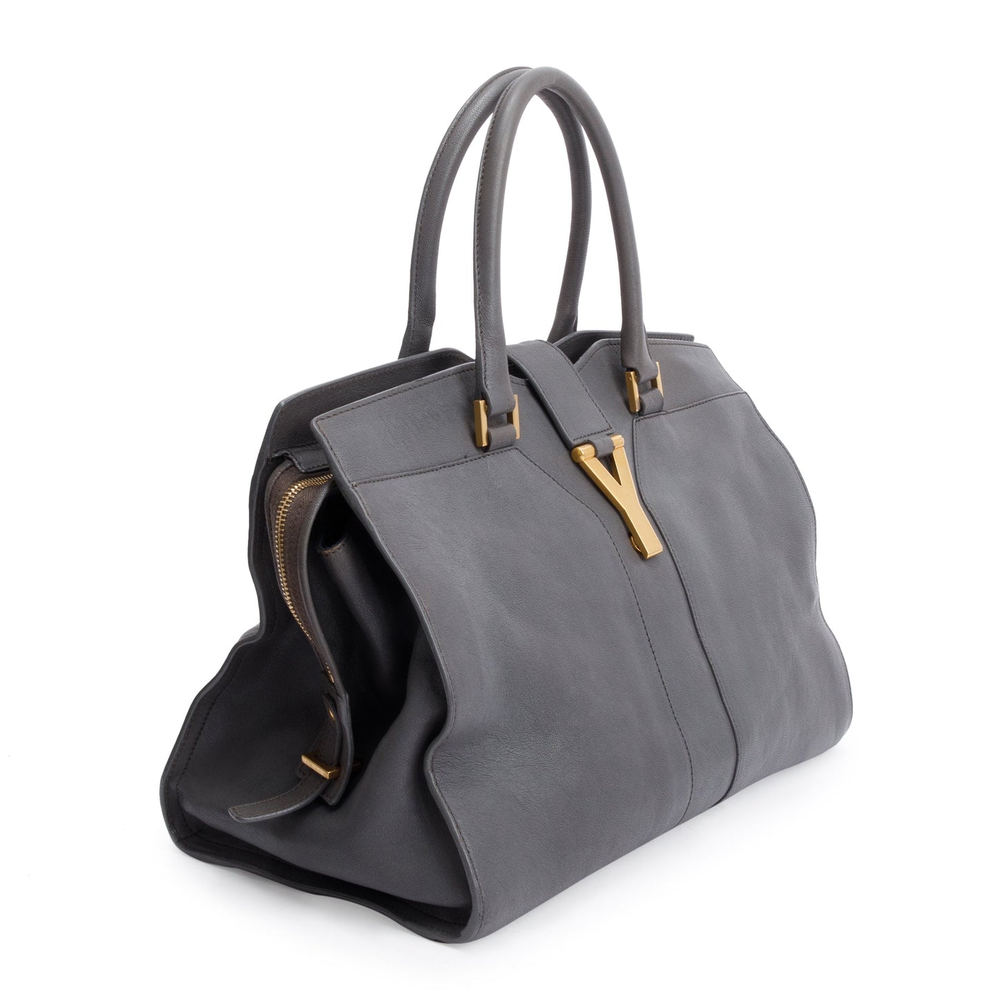 YSL Saint Laurent Grey Calfskin Chyc Cabas Tote Bag Leather Medium