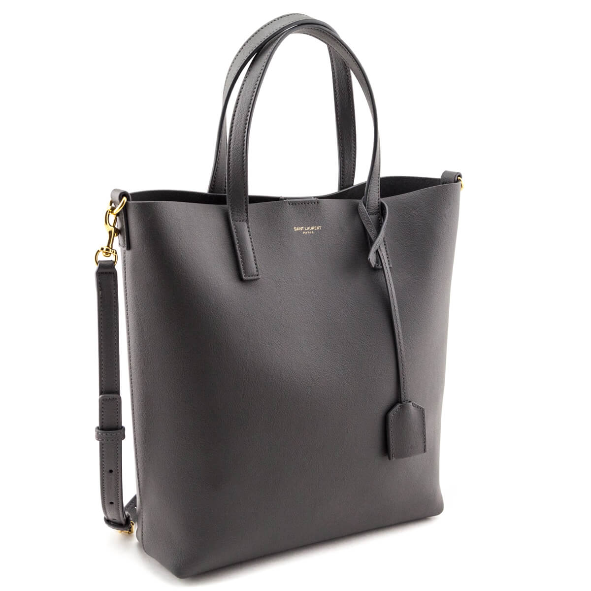YSL Saint Laurent Trending Gray Calfskin Toy Shopping Tote Tote Bag