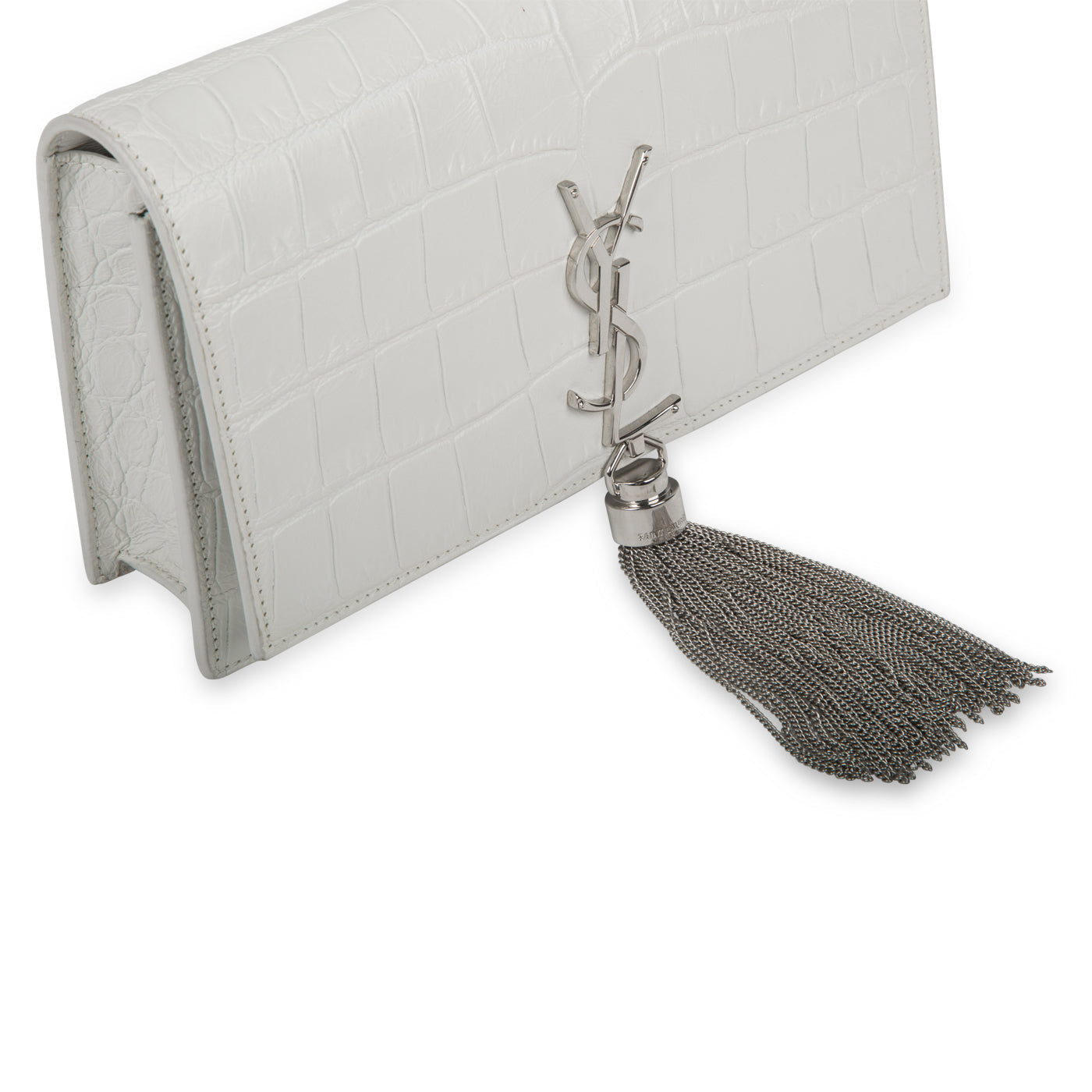 YSL Saint Laurent Kate Tassel Croc Crossbody Bag Small Embossed