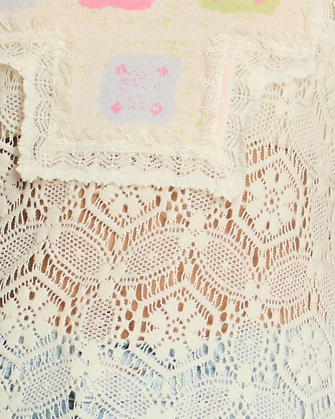 Chanel Cream Crochet Sleeveless Top with Multicoloured Detail FR 36 (UK 8) Accessory