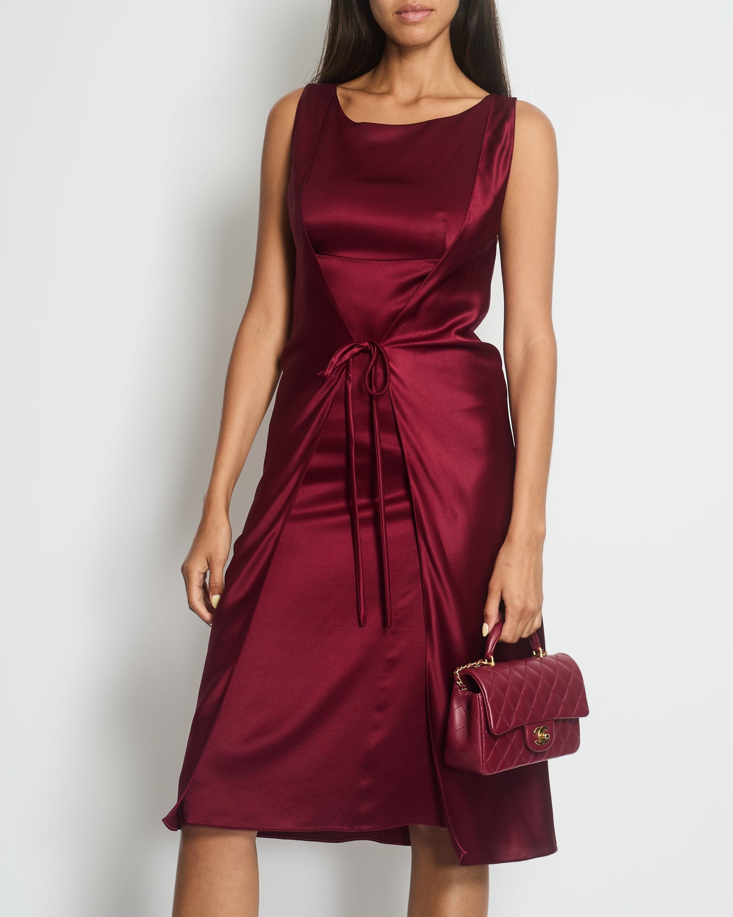 Chanel Burgundy Silk Wrap Dress Size FR 38 ( UK 10)
