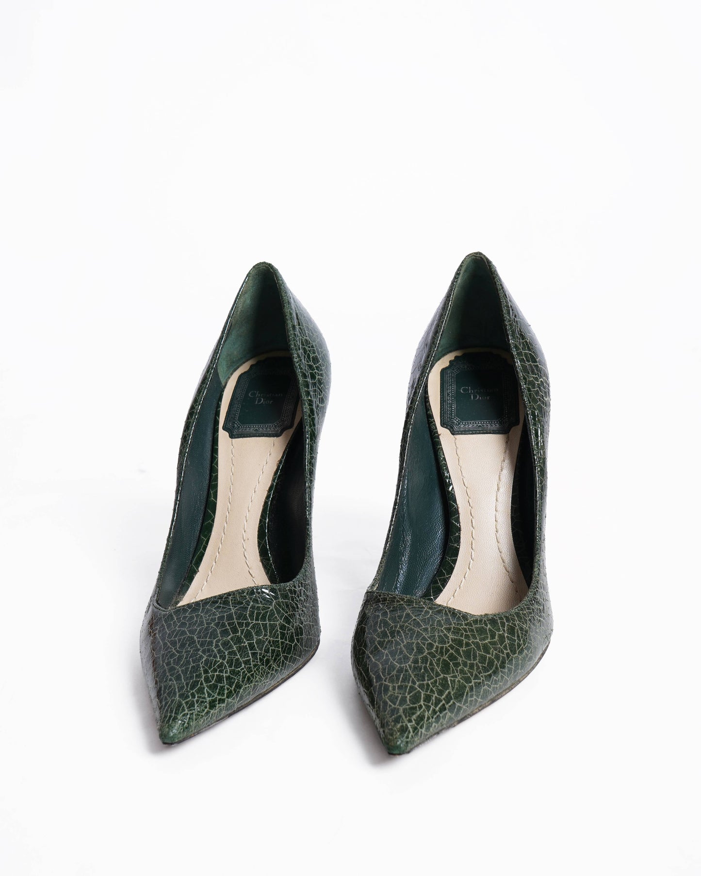 Dior Shoe Christian crackeled pointed toe pumps Leather Shoes
