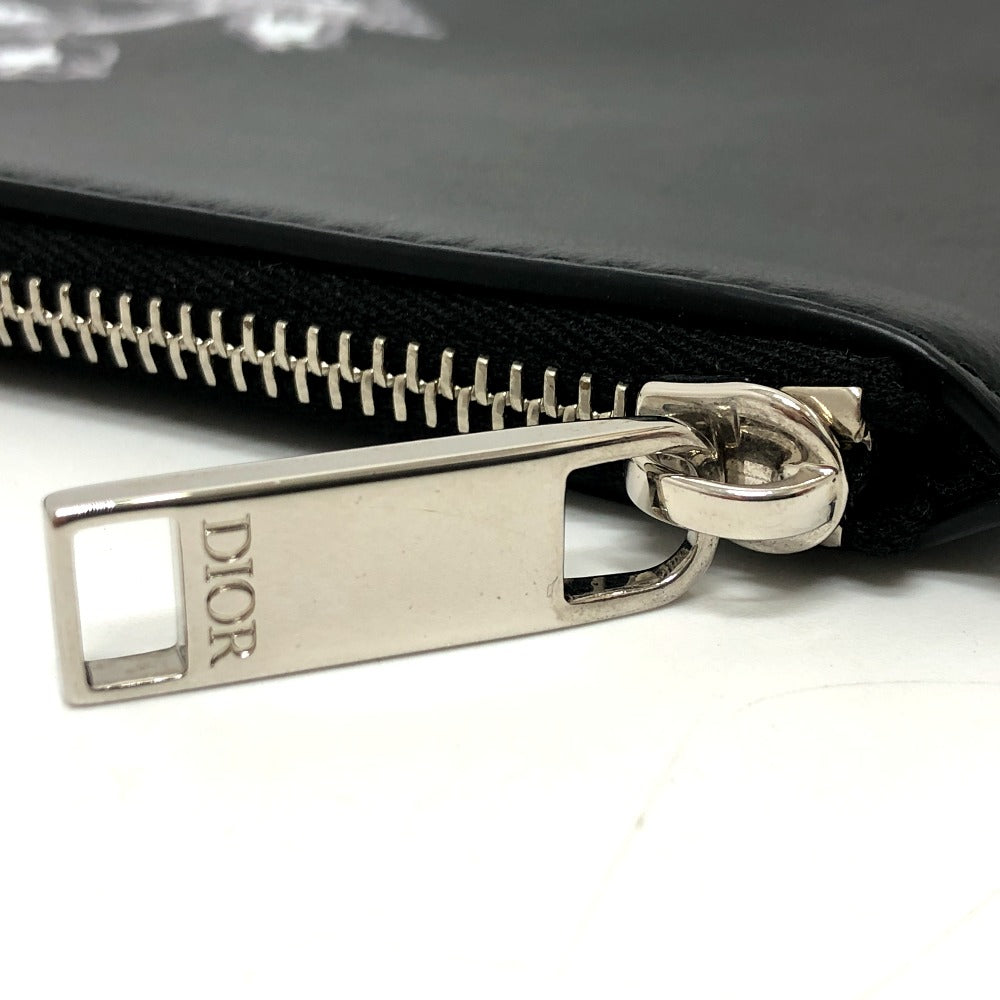 Dior Clutch Bag Star X Rose Paint Mens Leather Black