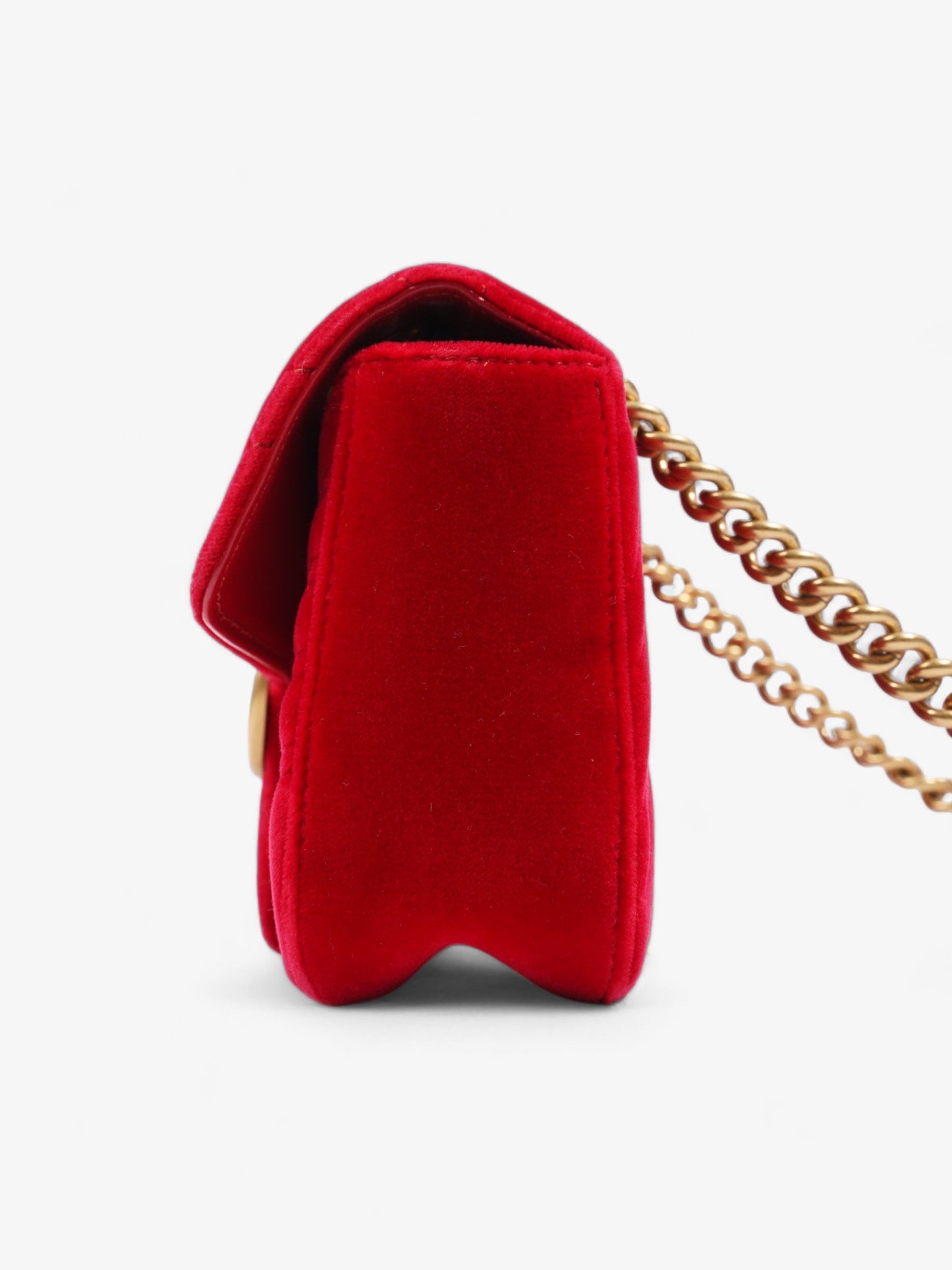Gucci Marmont Velvet Shoulder Bag Red Mini