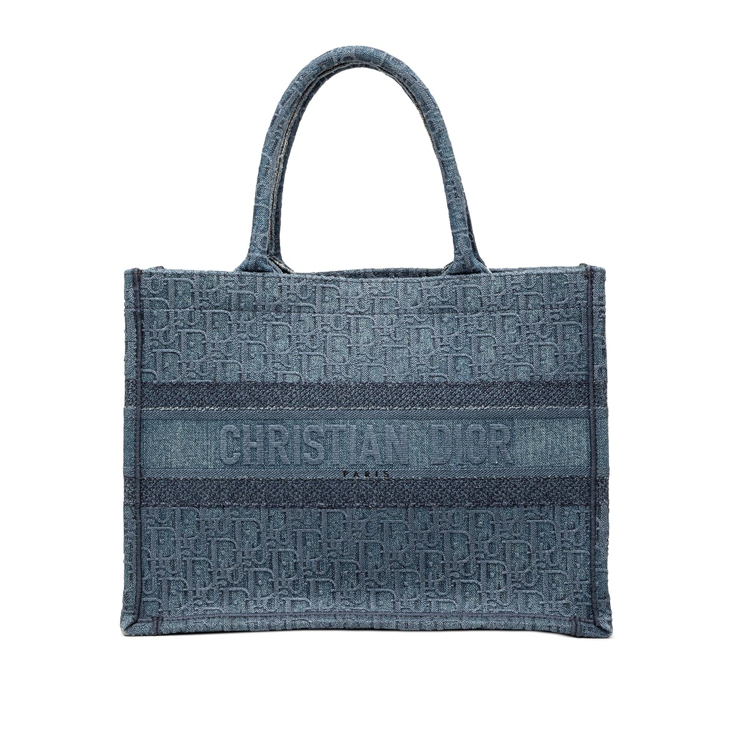 Dior Handbag Oblique Book Tote Denim Blue Medium Tote Bag