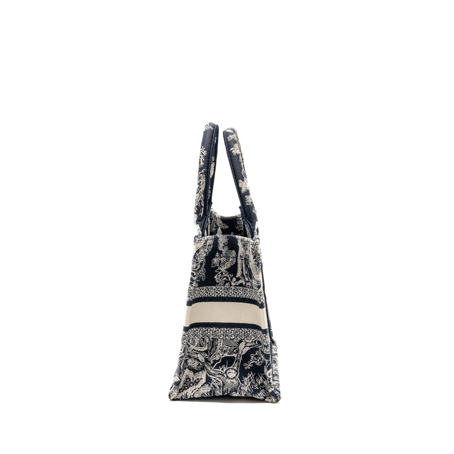 Dior Book Tote Toile De Jouy Reverse Embroidery White Blue Tote Bag